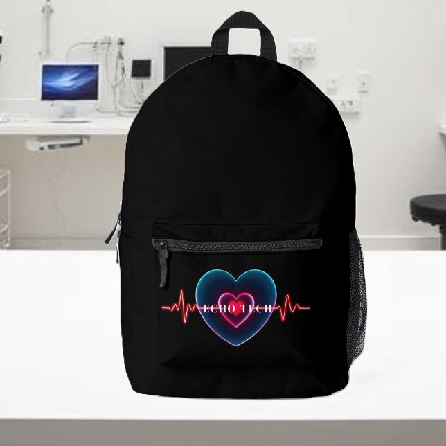 Echo Tech | Herzschlag | EKG Bedruckter Rucksack (Echo Tech _ Heartbeat _ EKG Printed Backpack 2)
