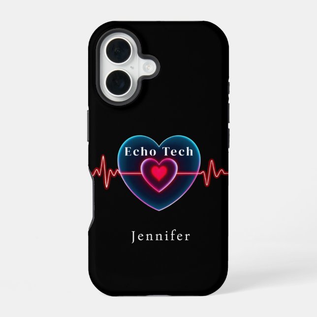 Echo Tech Herzschlag | Herz mit EKG iPhone 16 Hülle (Rückseite)