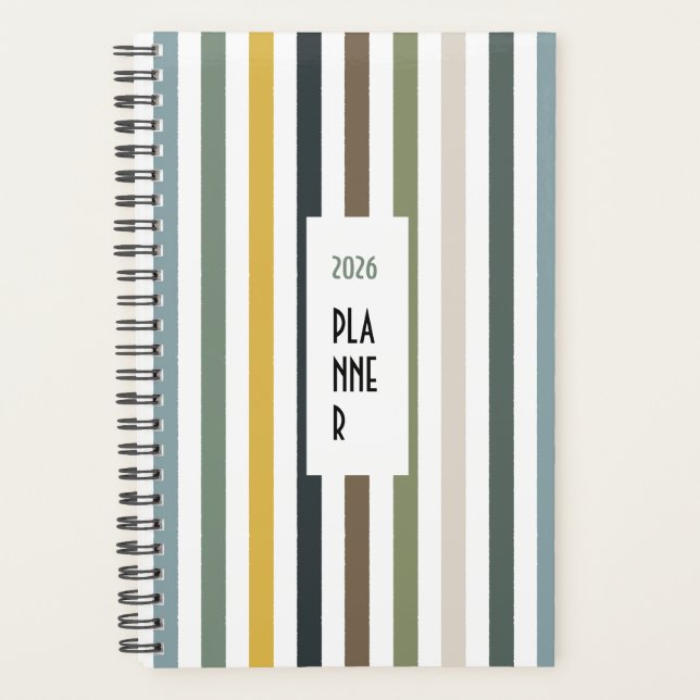 Echo Trails 2026 Planner – Blue/Green Hues Stripes Planer (Vorderseite)