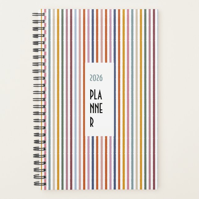 Echo Trails 2026 Planner – Multicolor Stripes Planer (Vorderseite)