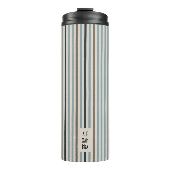 Echo Trails Custom Thermal Tumbler - Blue Stripes Thermosbecher (Vorderseite)