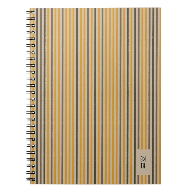 Echo Trails Mustard & Neutral Striping Journal Notizblock (Vorderseite)