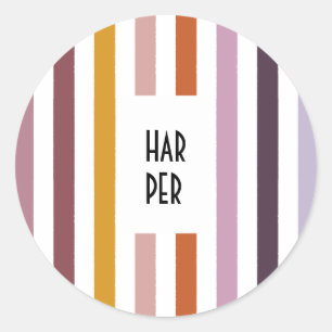 Echo Trails Round Stickers - Pink Hues Stripes