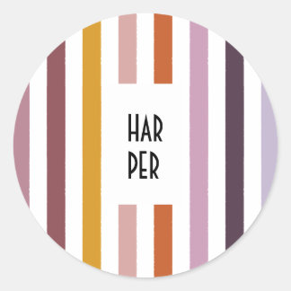 Echo Trails Round Stickers - Pink Hues Stripes