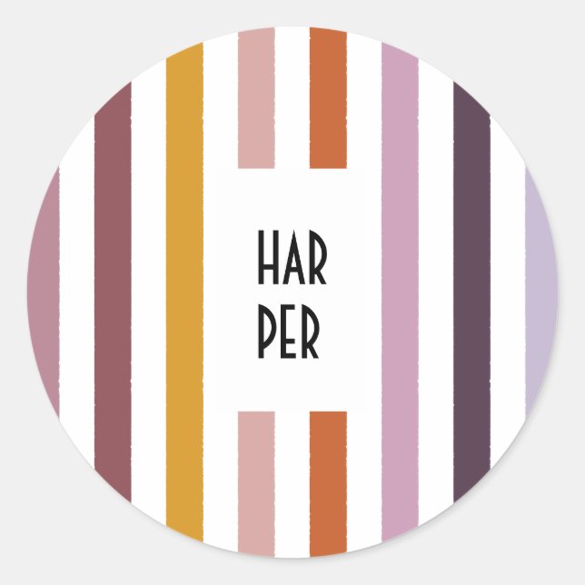 Echo Trails Round Stickers - Pink Hues Stripes (Vorderseite)