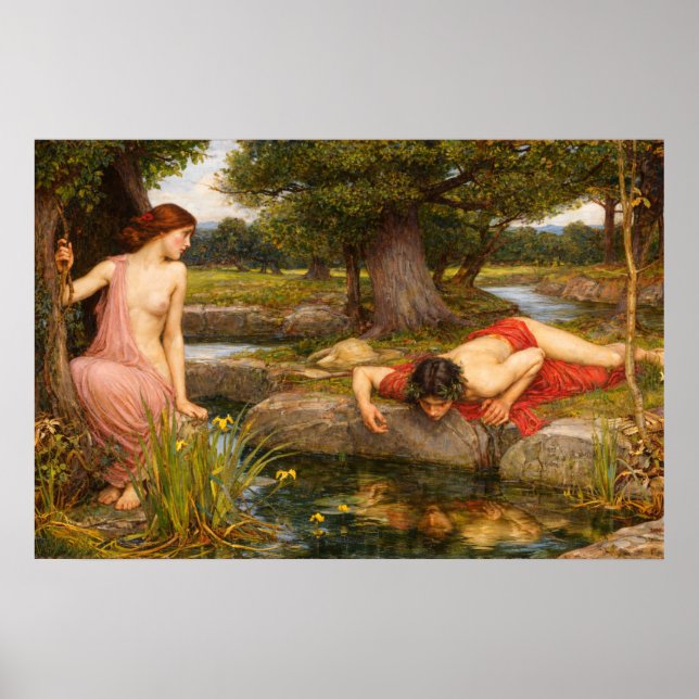 Echo und Narziss von John William Waterhouse Poster (Vorne)