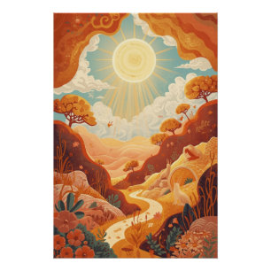 Echoes der Sonne – Träumende goldene Landschaft Po Poster