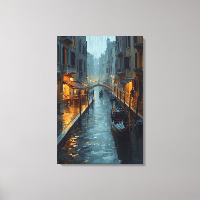 Echoes in Gold – The Painted Rainy Night of Venice Leinwanddruck (Vorderseite)