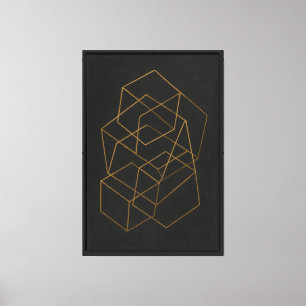 Echoes of Geometry - Goldene Polygons in Kohle Leinwanddruck
