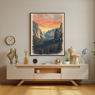 Echoes of Stone – Retro Yosemite Nationalpark Poster