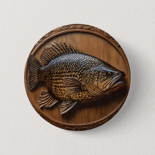 Echoes of the River: Murray Cod Wood Print, Button (Vorderseite)