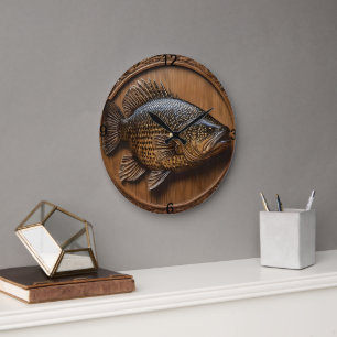 Echoes of the River: Murray Cod Wood Print, Große Wanduhr