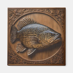 Echoes of the River: Murray Cod Wood Print, Magnet