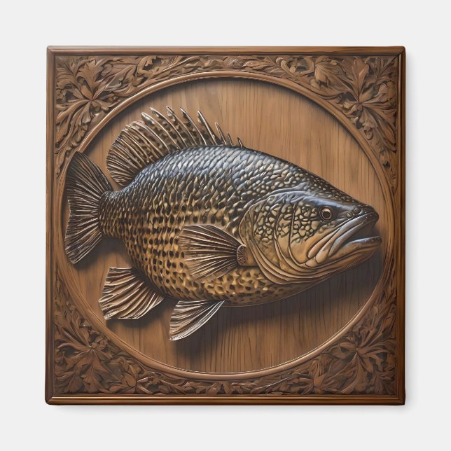 Echoes of the River: Murray Cod Wood Print, Magnet (Vorne)