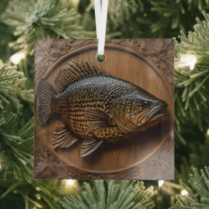 Echoes of the River: Murray Cod Wood Print, Ornament Aus Glas