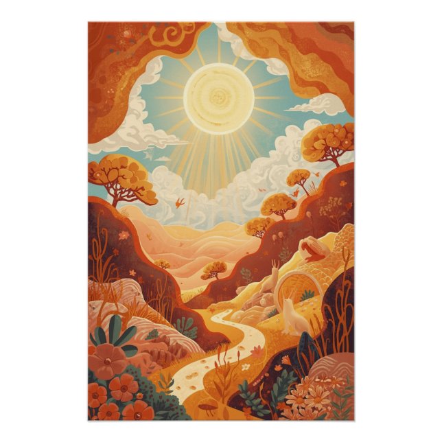 Echoes of the Sun – Dreamy Golden Landscape Poster (Vorderseite)