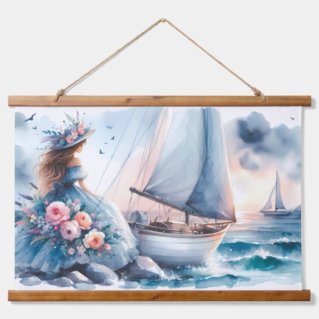 Echos der Gezeiten Wandteppich Mit Holzrahmen (Vorne)