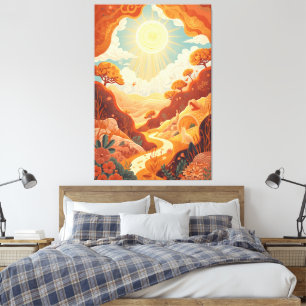 Echos der Sonne – Träumerische goldene Landschaft Leinwanddruck