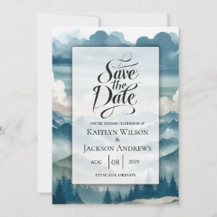 Echos durch die nebligen Kiefern Hochzeit Save The Date