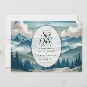 Echos durch die nebligen Kiefern Hochzeit Save The Date