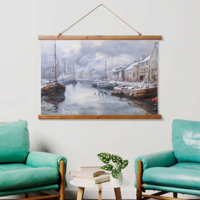 Echos of the Past: Viktorianisches Fischleben Wandteppich Mit Holzrahmen (Wohnzimmer)