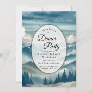 Echos Through the Misty Pines Zuhause Dinner Party Einladung