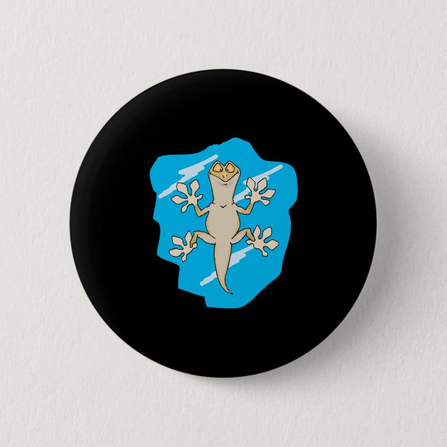 Echse klebt an Glas fest Button (Vorderseite)