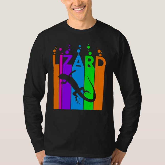 Echse Tier Regenbogen Blase Mit Silhouette T-Shirt (Vorderseite)
