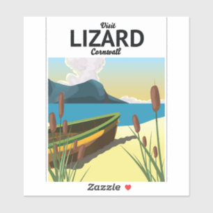 Echsen-Strand-Reiseplakat Aufkleber