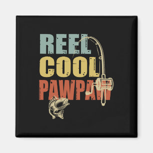 Echt coole Pawpaw lustiger Fischer Vintage-Angeln Magnet