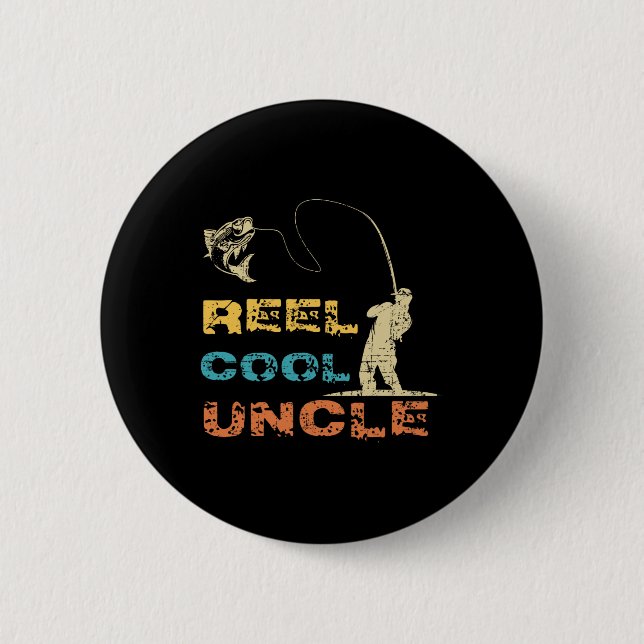 Echt cooler Onkel Angler Vintage Vatertag Fis Button (Vorderseite)