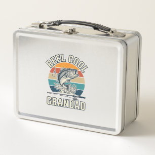 Echt cooler Opa Angler Vintage Sonnenuntergang Shi Metall Brotdose