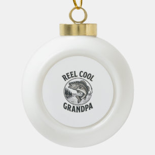 Echt cooler Opa Vintage-Angeln Bass-Shirt-Design Keramik Kugel-Ornament