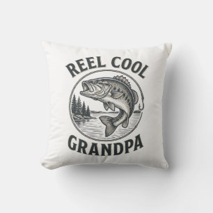 Echt cooler Opa Vintage-Angeln Bass-Shirt-Design Kissen