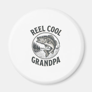 Echt cooler Opa Vintage-Angeln Bass-Shirt-Design Magnet
