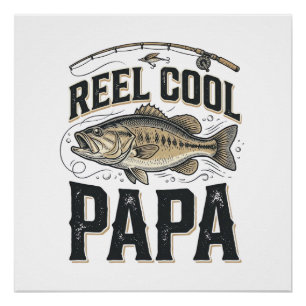 Echt cooler Papa Vintage-Angeln Vektor-Design_1 Poster