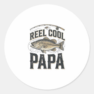 Echt cooler Papa Vintage-Angeln Vektor-Design_1 Runder Aufkleber