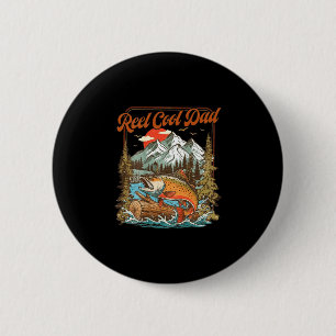 Echt cooler Vater lustiger Angler Regenbogen Fisch Button