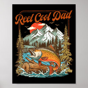 Echt cooler Vater Vintage-Angeln Regenbogenforelle Poster