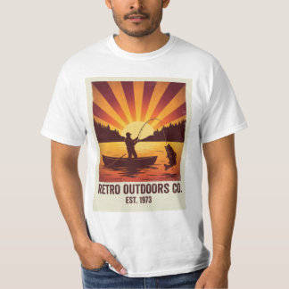 Echt cooler Vater Vintage-Angeln Retro-Sonnenunter T-Shirt