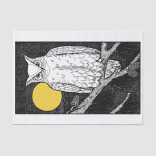 Echt (nicht KI) Vintage Eule & Vollmond Seidenpapier