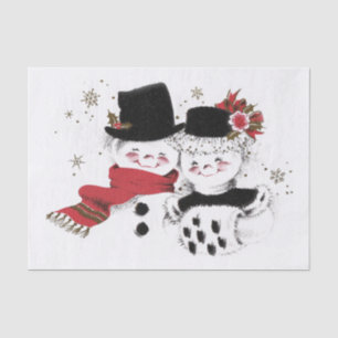 Echt (nicht KI) Vintage-Mittelcentury-Schneemann-P Seidenpapier