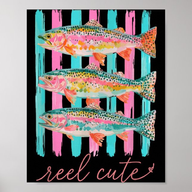 Echt süße bunte Regenbogenforelle preppy Sommer Poster (Vorne)