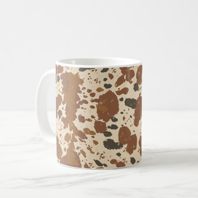 Echte 100% Latte-Tasse | Kuhfell-Café-Ästhetik Kaffeetasse (Vorderseite Links)