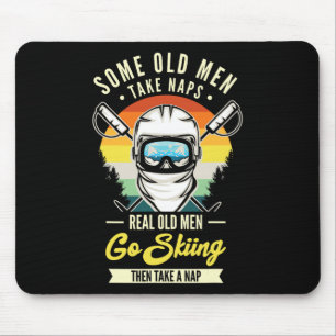 Echte alte Männer Skifahren Funny Ski Lovers Retro Mousepad