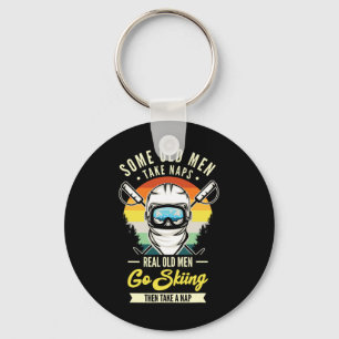Echte alte Männer Skifahren Funny Ski Lovers Retro Schlüsselanhänger