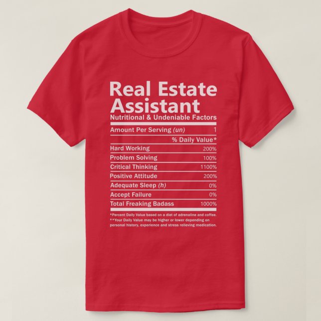 Echte Anwesen Assistant Ernährung und unbestritten T-Shirt (Design vorne)