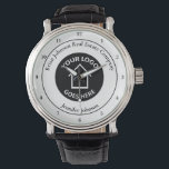 Echte Anwesen-Firma hinzufügen Sie Ihr Logo benutz Armbanduhr<br><div class="desc">Diese schicke,  kundenspezifische Uhr ist personalisiert mit dem Logo Ihres Immobilienunternehmens in der Mitte. Fügen Sie Ihrem Anwesen Firmennamen und Agent zu diesem modernen Design für ein stilvolles,  individuelles Armbanduhr-Geschenk hinzu.</div>