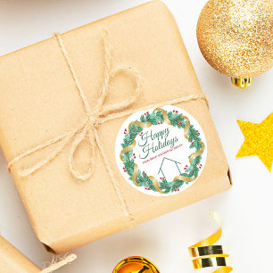 Echte Anwesen Unternehmen Weihnachten Elegantes Ge Runder Aufkleber