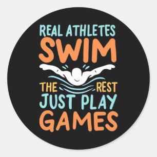 Echte Athleten Swim Runder Aufkleber
